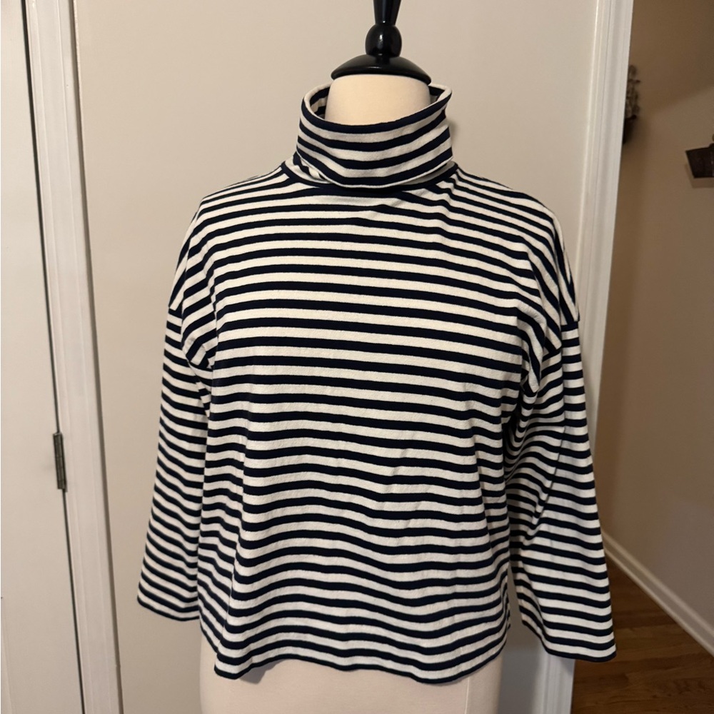 J. Crew. Size XL- blue and white strip. Turtle neck.